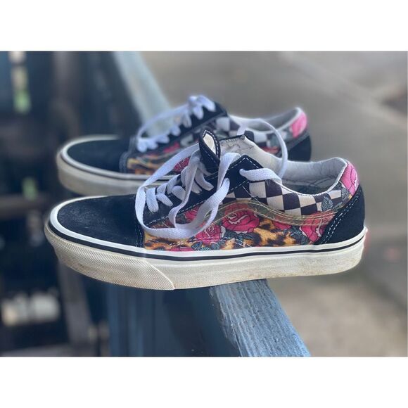 Vans Women’s Old Skool Rose Leopard Check Multicolor Sz 7 US - Picture 1 of 9